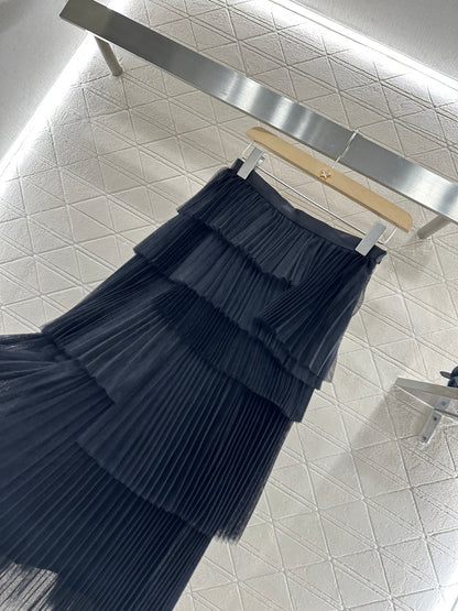 D 25 High waist cake multi-layer long gauze skirt