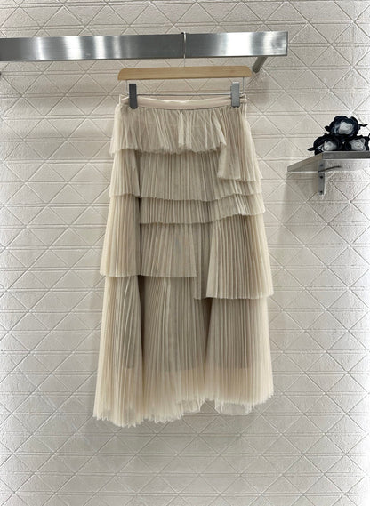 D 25 High waist cake multi-layer long gauze skirt