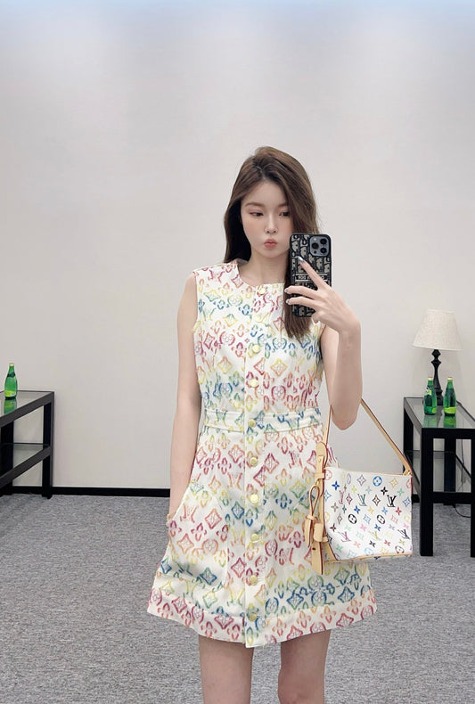 L 24 Jacquard denim sleeveless dress