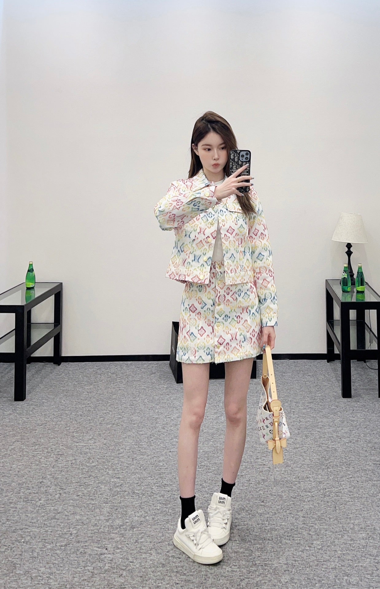 L 24 Jacquard denim jacket and skirt set