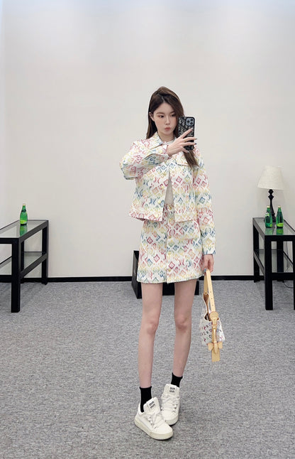 L 24 Jacquard denim jacket and skirt set