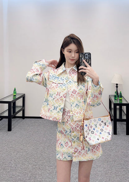 L 24 Jacquard denim jacket and skirt set