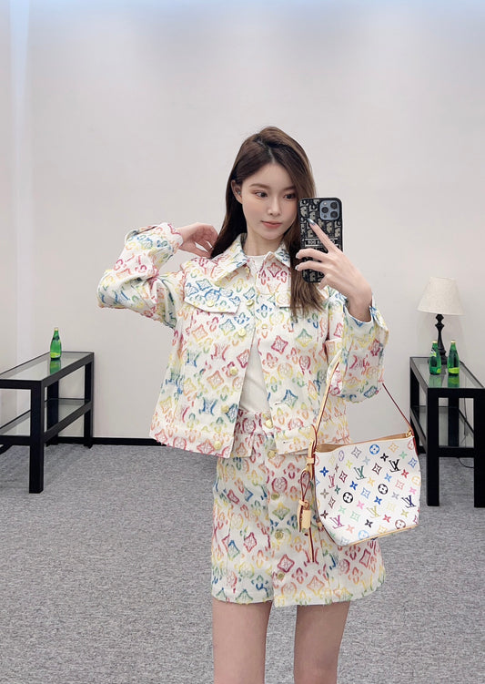 L 24 Jacquard denim jacket and skirt set