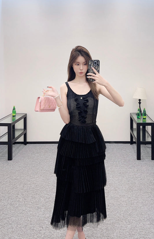 D 25 High waist cake multi-layer long gauze skirt