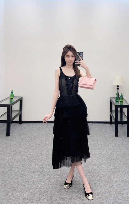 D 25 High waist cake multi-layer long gauze skirt