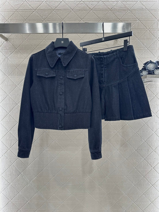 F 25 Retro Denim Jacket and Skirt Set