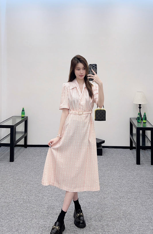 L 25 Printed Belted Dress