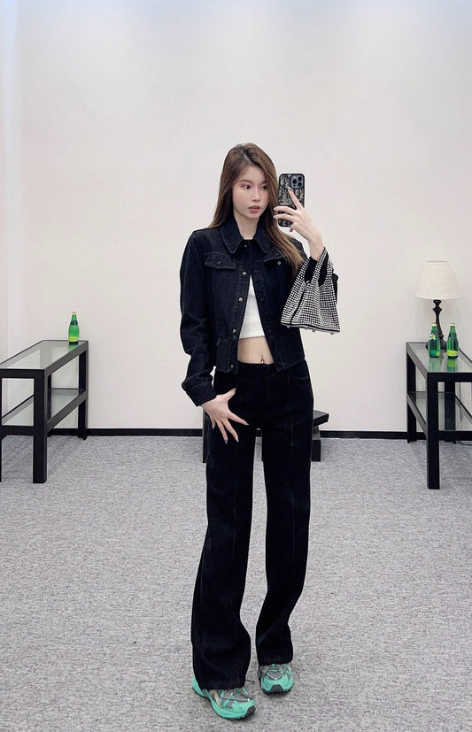 F 25 Retro Denim Jacket and Pants Set