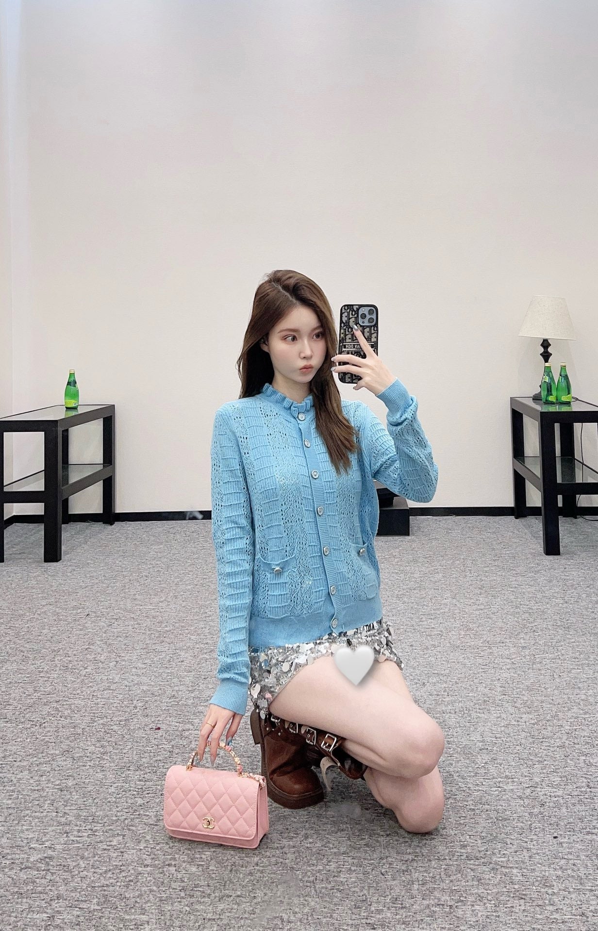 C 25 Lace hollow knitted cardigan