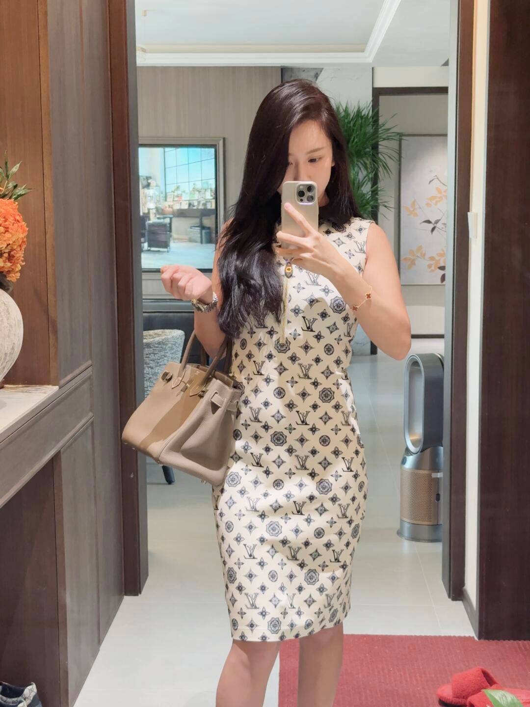 L 25Ss Spring and Summer New Classic Full Printed Old Flower Dress