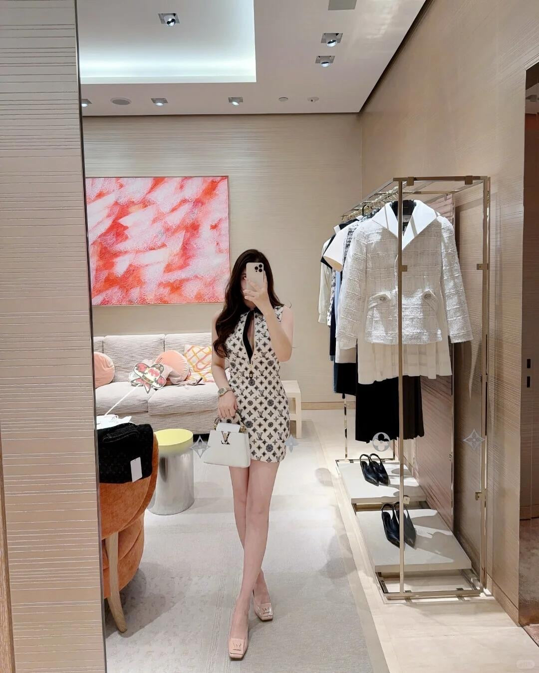 L 25Ss Spring and Summer New Classic Full Printed Old Flower Dress