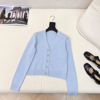 D 25Ss Early Fall New Pearl-Button Wool Knit Cardigan + Vest