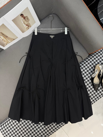 P 25SS new style skirt/classic triangle logo + bow decoration c long skirt