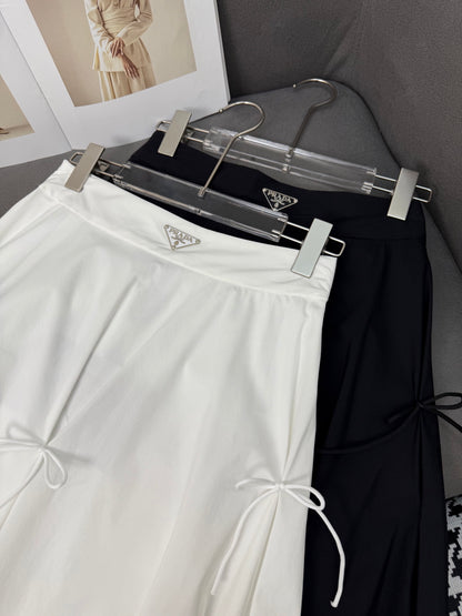 P 25SS new style skirt/classic triangle logo + bow decoration c long skirt