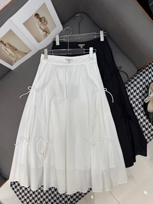P 25SS new style skirt/classic triangle logo + bow decoration c long skirt