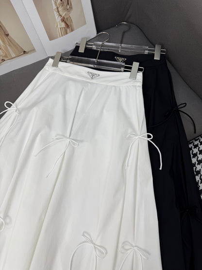P 25SS new style skirt/classic triangle logo + bow decoration c long skirt