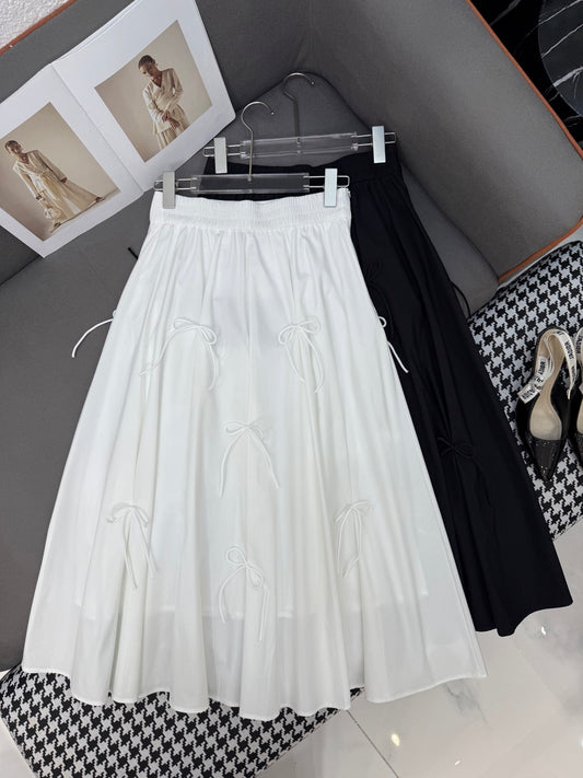 P 25SS new style skirt/classic triangle logo + bow decoration c long skirt