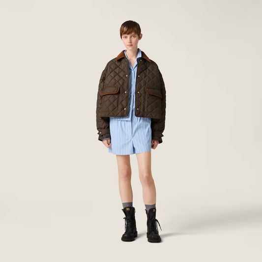 M 25fw Army Green Plaid Quilted Jacket