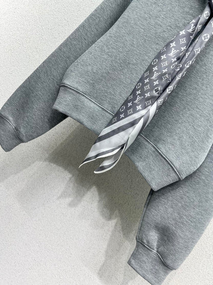 L 25 Hooded silk scarf sweatshirt skirt set
