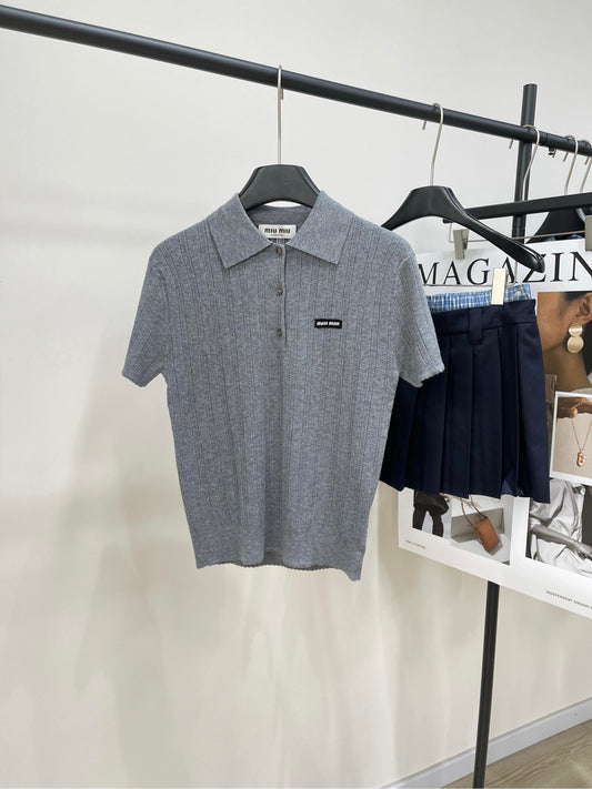 M 25Ss early spring new letters logo short-sleeved knit polo shirt