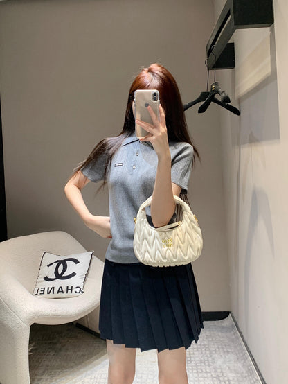 M 25Ss early spring new letters logo short-sleeved knit polo shirt