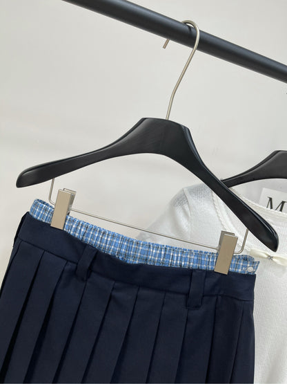 M 25ss Plaid Pleated Skirt