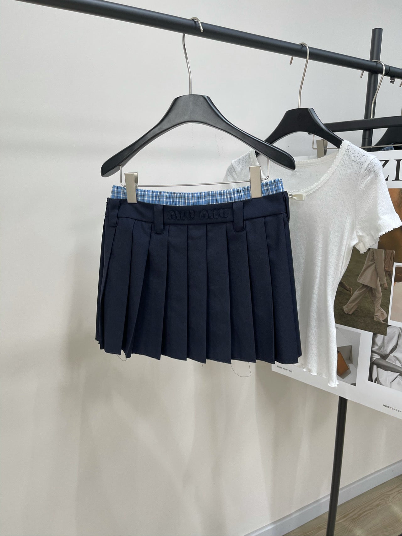 M 25ss Plaid Pleated Skirt
