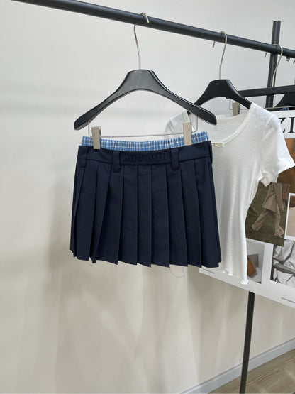 M 25ss Plaid Pleated Skirt