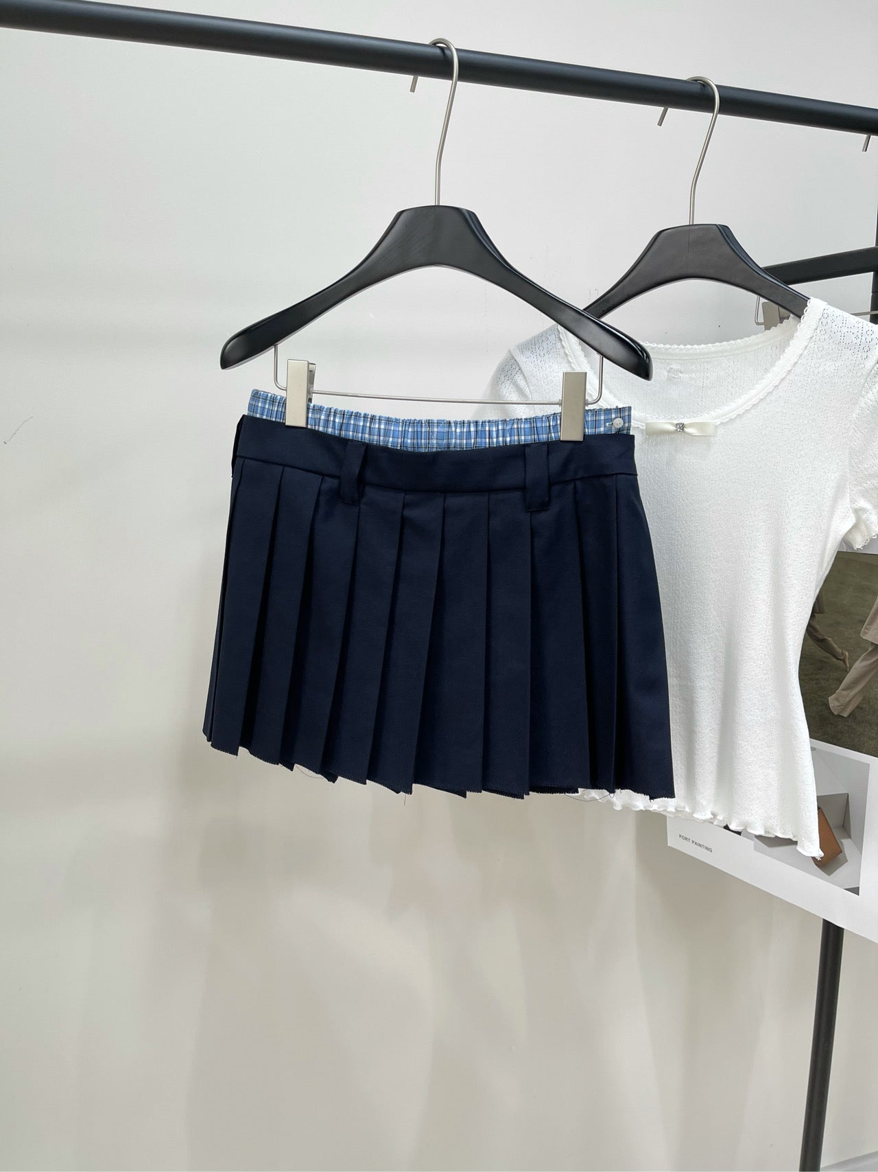 M 25ss Plaid Pleated Skirt
