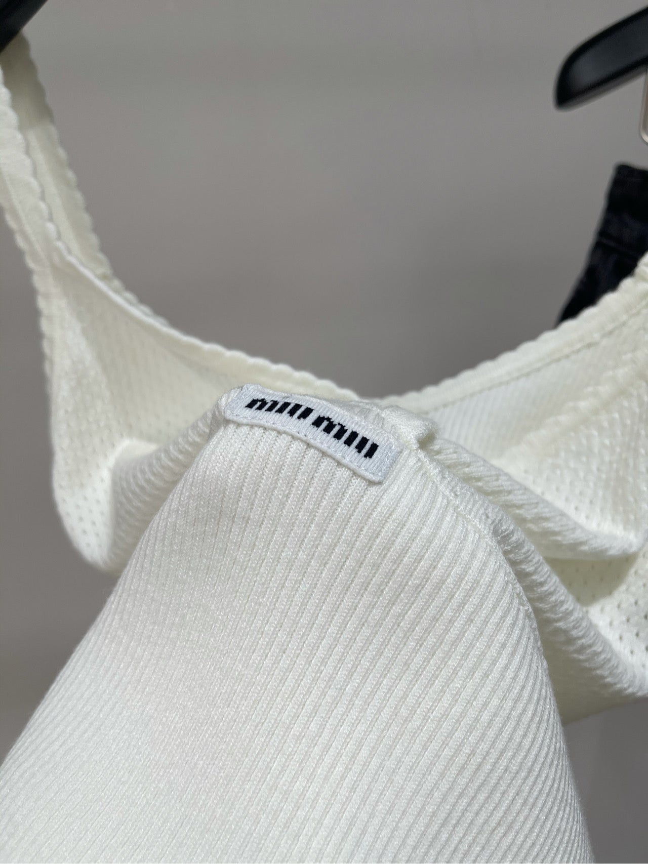 M 25 white logo deep V knitted camisole