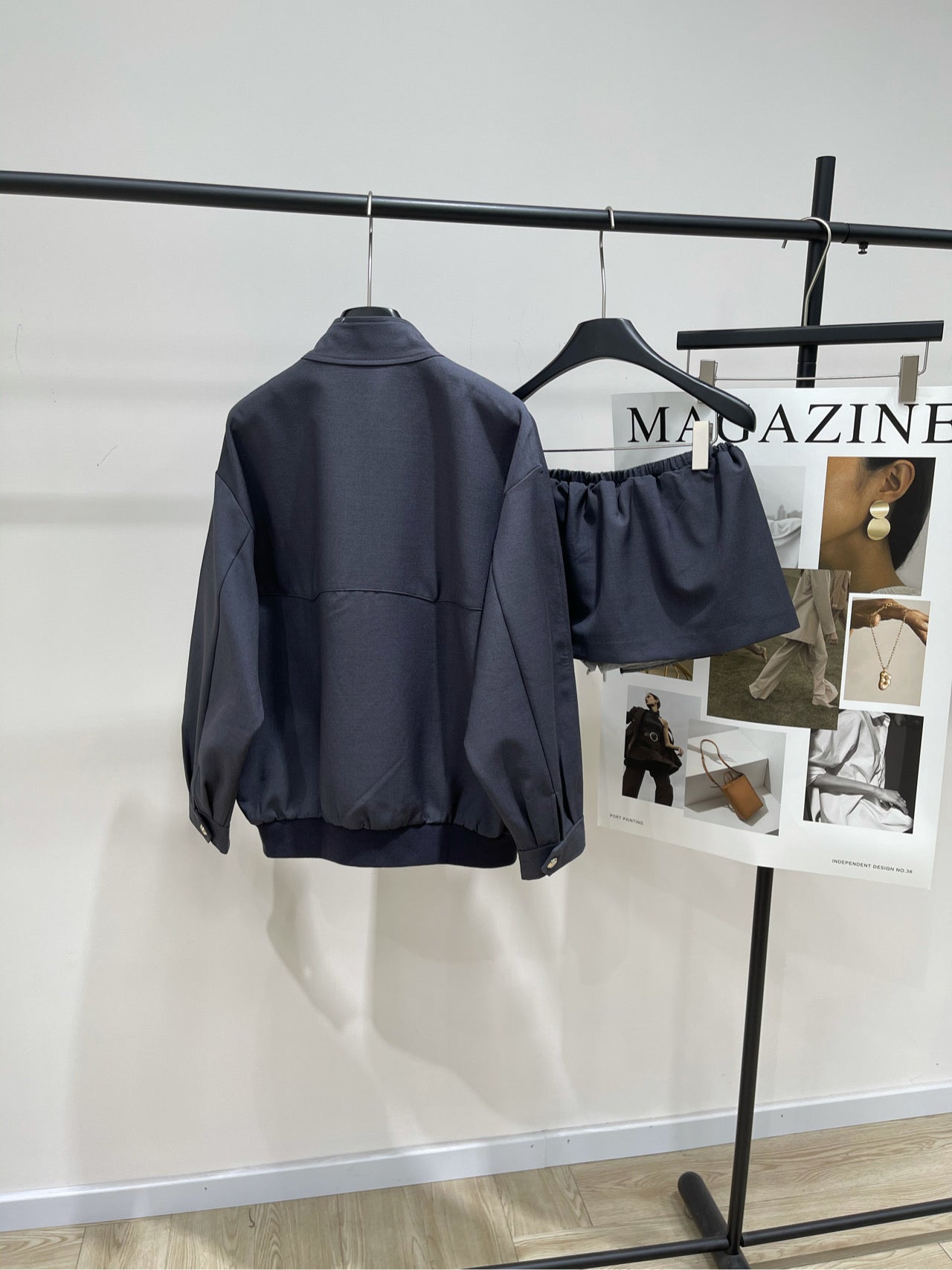 M 25fw Medium Dark Gray Workwear Flight Jacket + Mini Skirt