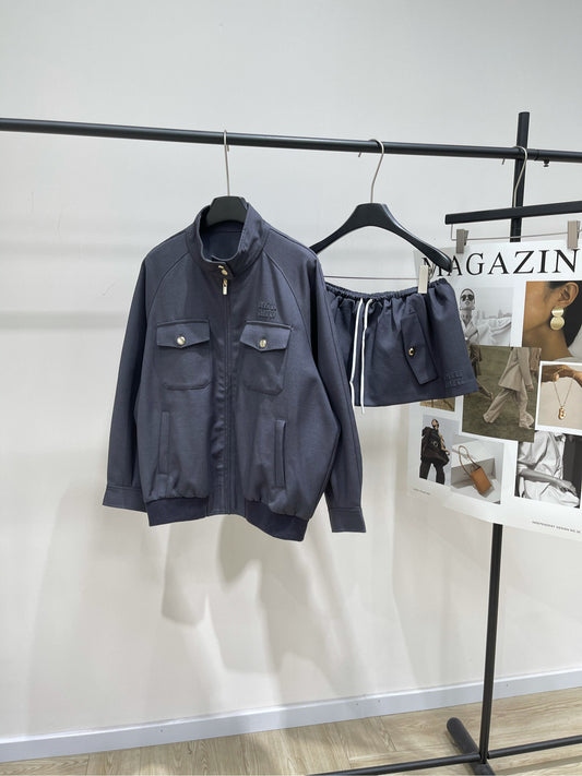 M 25fw Medium Dark Gray Workwear Flight Jacket + Mini Skirt