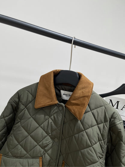 M 25fw Army Green Plaid Quilted Jacket
