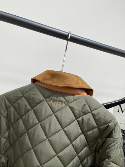 M 25fw Army Green Plaid Quilted Jacket