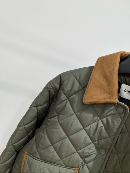 M 25fw Army Green Plaid Quilted Jacket