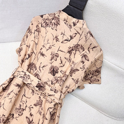 D 25Ss Spring and Summer New Floral Pattern Print Long Dress