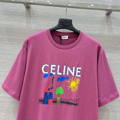 CE 25 Spring and Summer new style, childlike graffiti print round neck short-sleeved T-shirt!