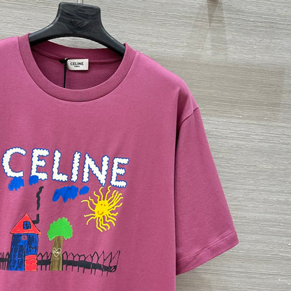CE 25 Spring and Summer new style, childlike graffiti print round neck short-sleeved T-shirt!
