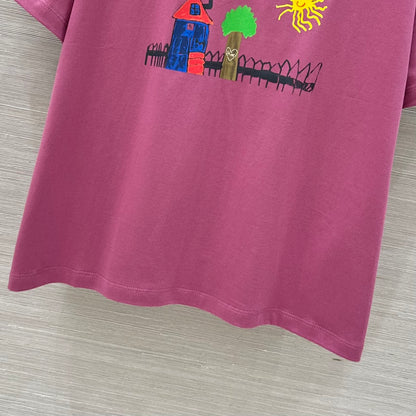 CE 25 Spring and Summer new style, childlike graffiti print round neck short-sleeved T-shirt!
