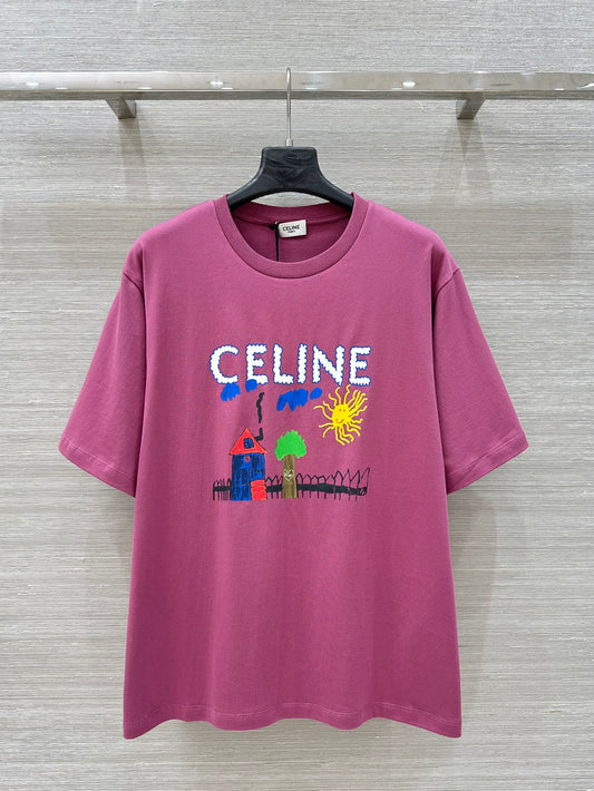 CE 25 Spring and Summer new style, childlike graffiti print round neck short-sleeved T-shirt!