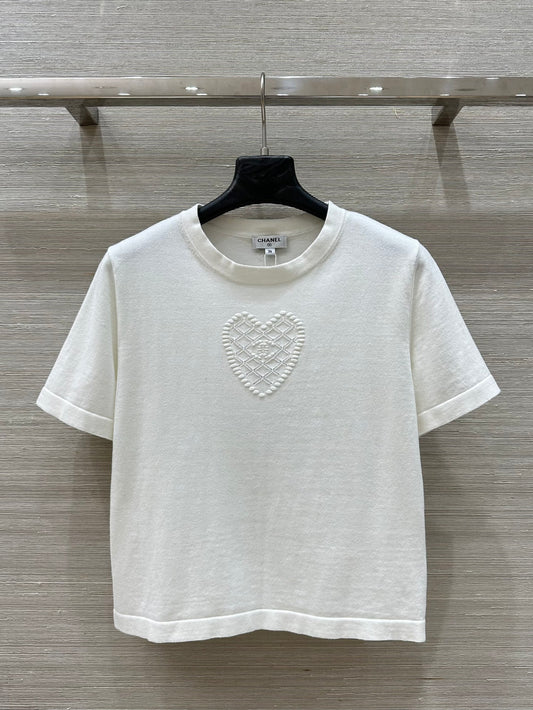C 25 new products, love double C knitted short-sleeved top