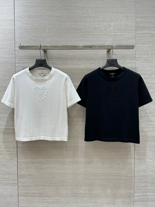 C 25 new products, love double C knitted short-sleeved top