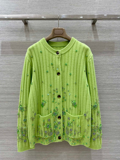 G 25 new autumn and winter products, heavy beaded embroidered cashmere cardigan