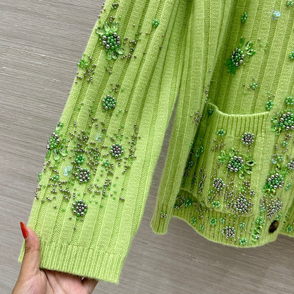 G 25 new autumn and winter products, heavy beaded embroidered cashmere cardigan