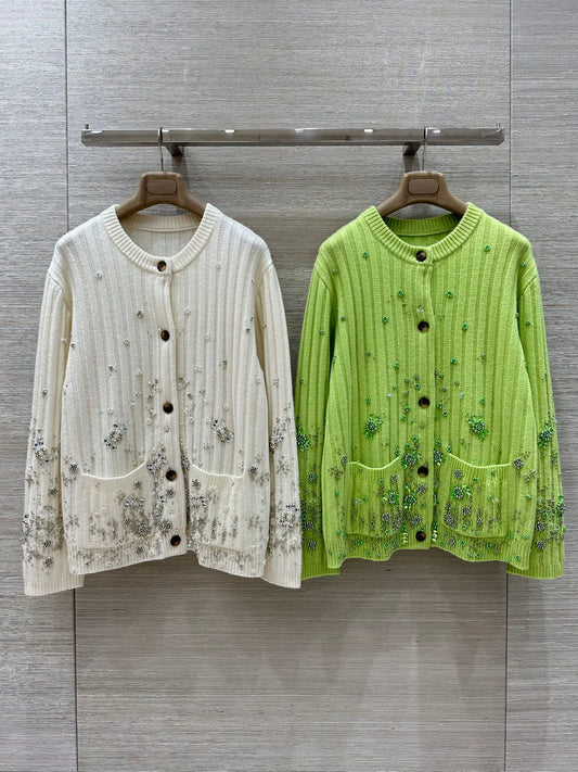 G 25 new autumn and winter products, heavy beaded embroidered cashmere cardigan