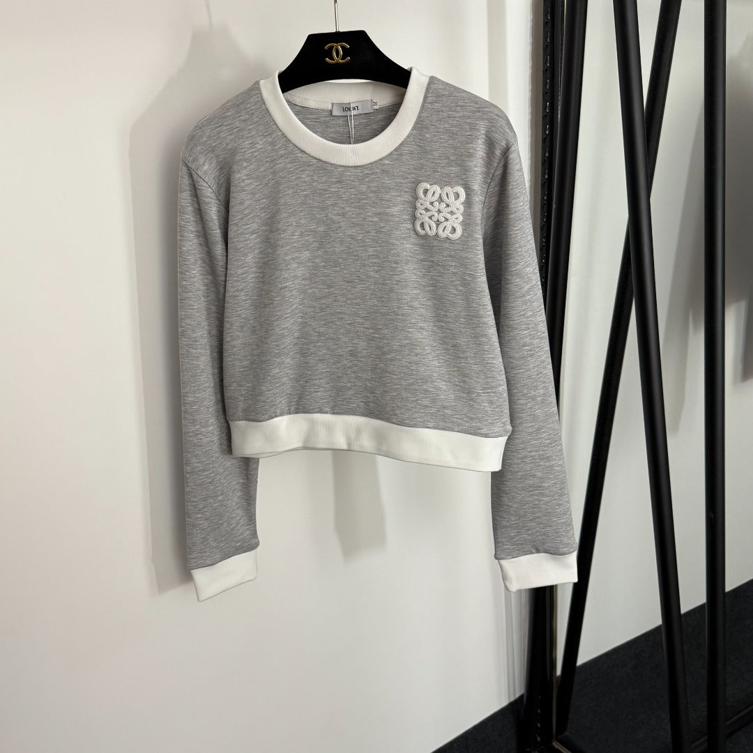 LO 25 New Logo Embroidery Long Sleeve Pullover Sweatshirt + Casual Long Pants Sports Suit