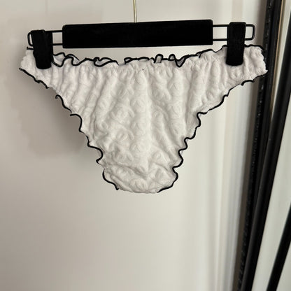 C 25 Nouveau maillot de bain bikini en tissu éponge avec logo fendu (BLANC NOIR)
