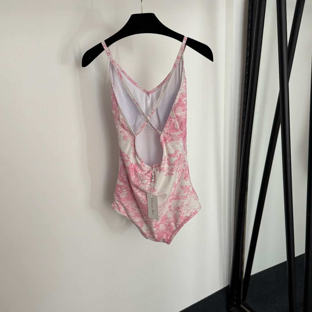 D 25 New Bikini Set, Animal Forest Print One-Piece Swimsuit + Beach Sun Skirt