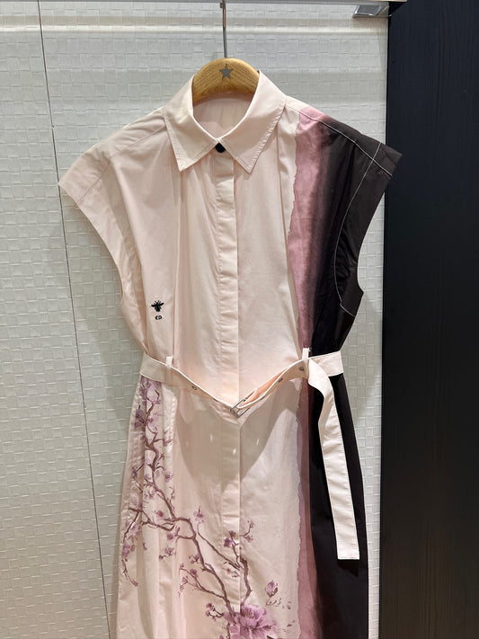 D 25 New 🌸 Early Fall Collection Chinese Cherry Blossom Ink Print Flip Neck Dresses