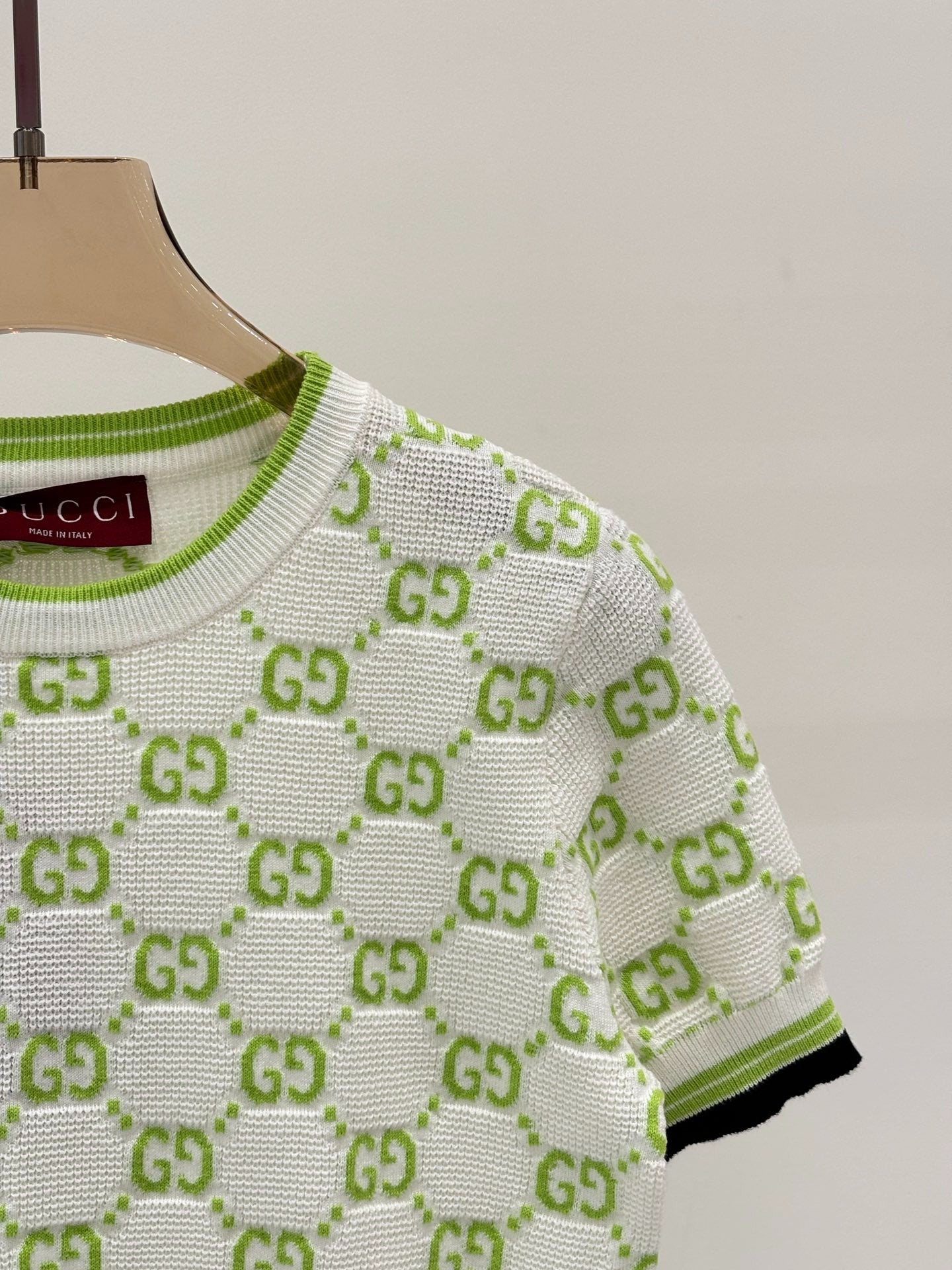 G 25 Frühen Frühling Neue Applizierte All-over-Print Casual Strick Kurzarm 